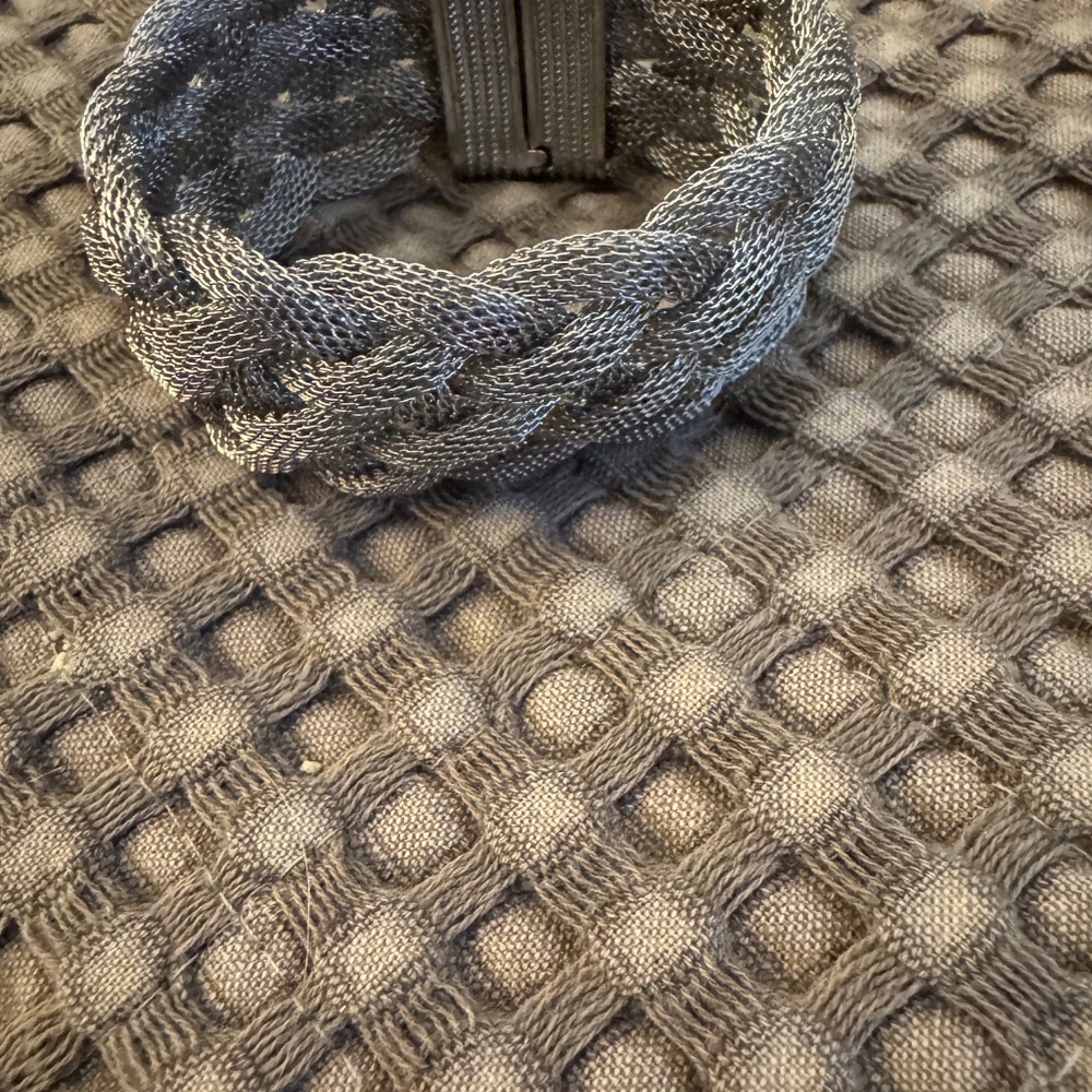 Braided Mesh Magnetic Bracelet Silvertone